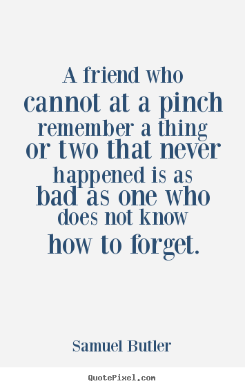 Create graphic picture quotes about friendship - A friend who cannot at a pinch remember a thing or..