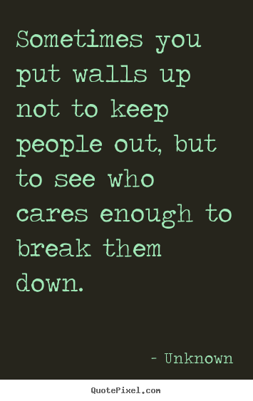Friendship sayings - Sometimes you put walls up not to keep people out,..