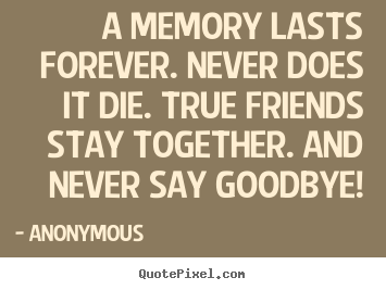 Friendship quote - A memory lasts forever. never does it die. true friends stay..