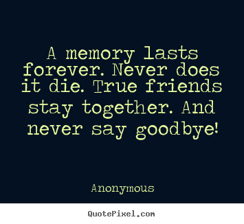 Create graphic picture quote about friendship - A memory lasts forever. never does it die...