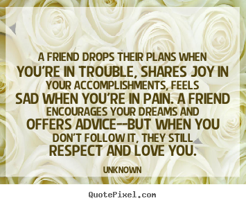 A friend drops their plans when you're in trouble,.. Unknown great friendship quotes