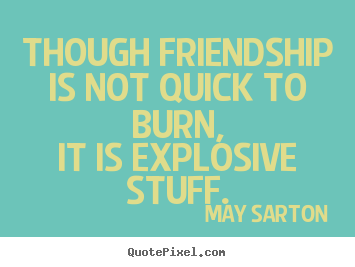 Though friendship is not quick to burn,it is explosive stuff. May Sarton  friendship quote