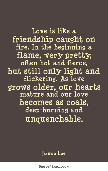 Love is like a friendship caught on fire. in the beginning.. Bruce Lee  friendship quote