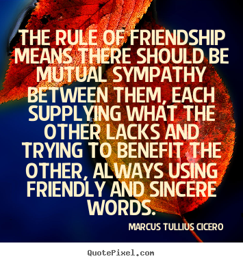 Friendship quotes - The rule of friendship means there should be mutual sympathy..