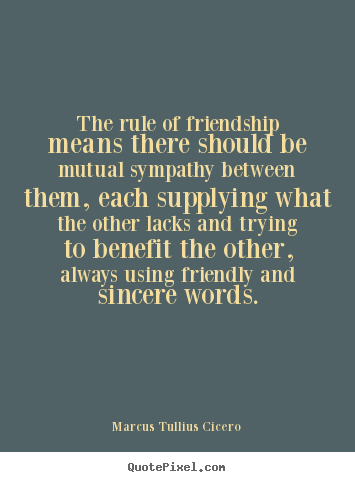 Friendship quotes - The rule of friendship means there should be mutual sympathy between..