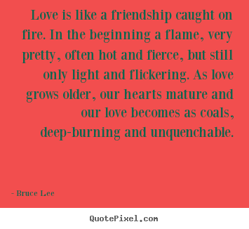 Create custom picture quotes about friendship - Love is like a friendship caught on fire. in the beginning a flame,..