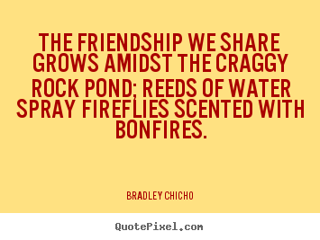 The friendship we share grows amidst the craggy.. Bradley Chicho  friendship quotes