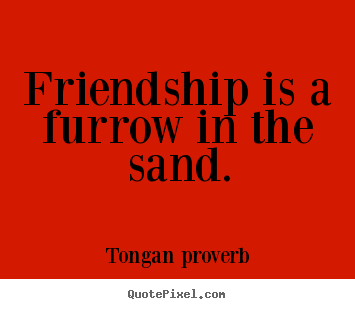 Tongan Proverb picture quotes - Friendship is a furrow in the sand. - Friendship quotes