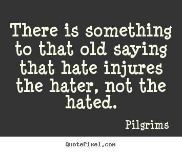 Pilgrims picture quotes - There is something to that old saying that hate injures.. - Inspirational quotes