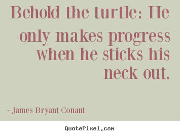 Inspirational quote - Behold the turtle: he only makes progress when he sticks his neck..