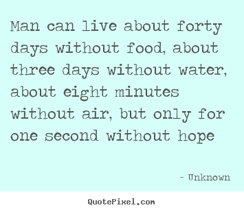 Inspirational sayings - Man can live about forty days without food, about three days without..