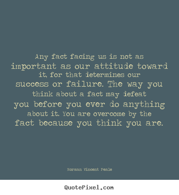 Create graphic picture quotes about inspirational - Any fact facing us is not as important as our attitude toward it, for..