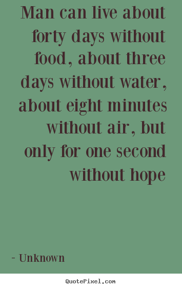 Unknown picture quotes - Man can live about forty days without food, about three.. - Inspirational quote