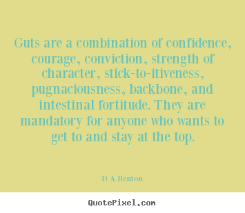 Quote about inspirational - Guts are a combination of confidence, courage, conviction,..