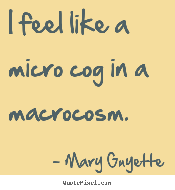 I feel like a micro cog in a macrocosm. Mary Guyette  inspirational quotes