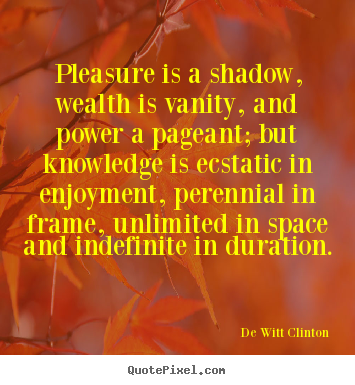 Pleasure is a shadow, wealth is vanity, and power.. De Witt Clinton famous inspirational quotes