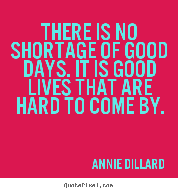 Quotes about life - There is no shortage of good days. it is good lives that..