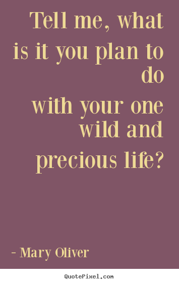 Create picture quotes about life - Tell me, what is it you plan to dowith your one wild and precious..