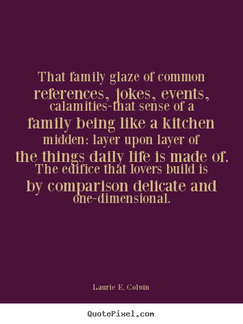 Quotes about life - That family glaze of common references, jokes, events,..