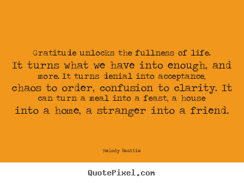Life quote - Gratitude unlocks the fullness of life. it turns what we have..