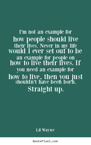 Life quotes - I'm not an example for how people should live their lives...