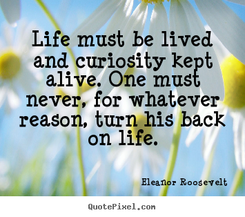 Life quotes - Life must be lived and curiosity kept alive...
