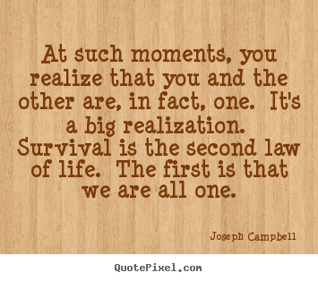 Joseph Campbell picture quote - At such moments, you realize that you and the.. - Life quotes