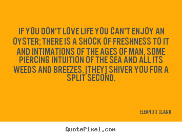 If you don't love life you can't enjoy an oyster;.. Eleanor Clark good life quotes