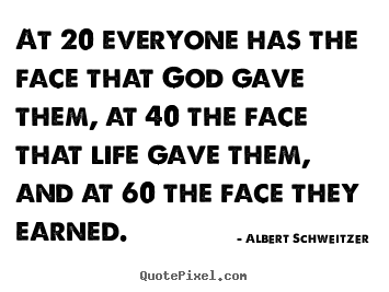 Life quote - At 20 everyone has the face that god gave them,..