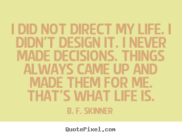 I did not direct my life. i didn't design it. i.. B. F. Skinner  life quote