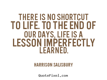 Quote about life - There is no shortcut to life. to the end of our days, life..