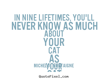 Michel De Montaigne photo quotes - In nine lifetimes, you'll never know as much about your cat as.. - Life quotes