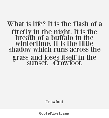 What is life? it is the flash of a firefly in the night. it is the.. Crowfoot great life quote