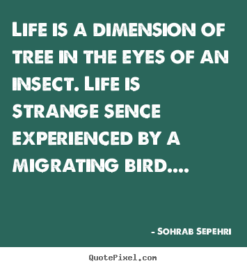 Life is a dimension of tree in the eyes of an insect. life is.. Sohrab Sepehri  life sayings