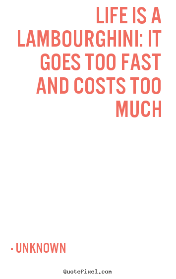 Life sayings - Life is a lambourghini: it goes too fast and costs too much