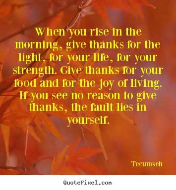 When you rise in the morning, give thanks for the.. Tecumseh greatest life quote