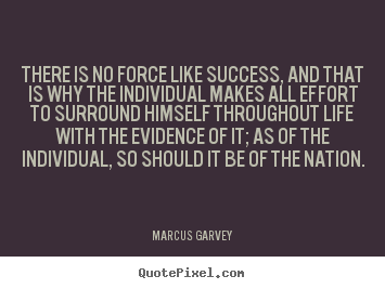 Life quote - There is no force like success, and that is why the individual..
