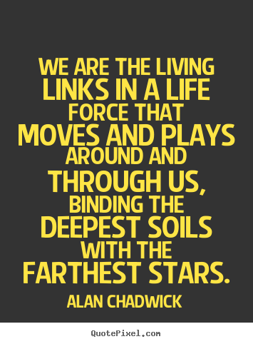 We are the living links in a life force that moves.. Alan Chadwick  life quotes