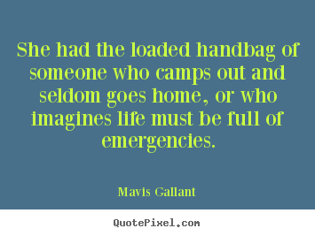 Life quote - She had the loaded handbag of someone who camps..