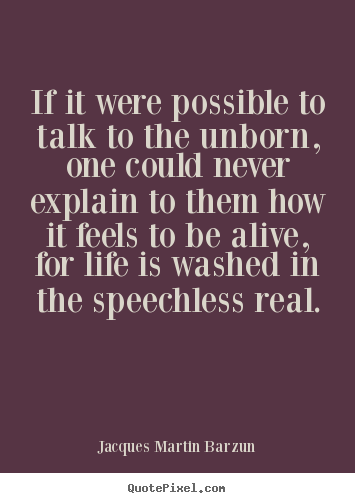 Quotes about life - If it were possible to talk to the unborn, one could never..