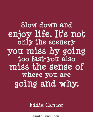 Life quotes - Slow down and enjoy life. it's not only the scenery you..
