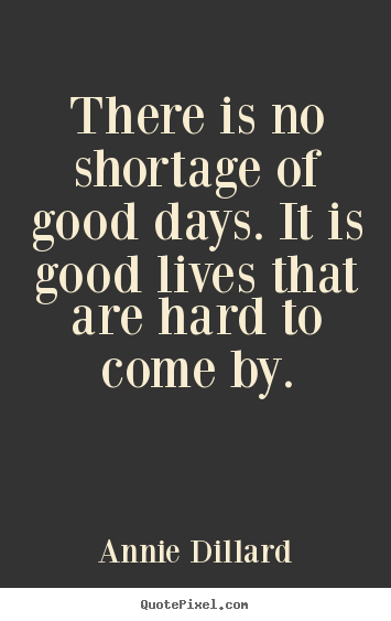 Quote about life - There is no shortage of good days. it is good lives that..