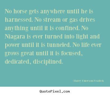 Sayings about life - No horse gets anywhere until he is harnessed. no stream or gas..
