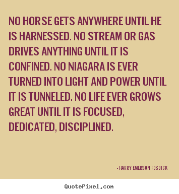 Quote about life - No horse gets anywhere until he is harnessed. no stream or gas drives..