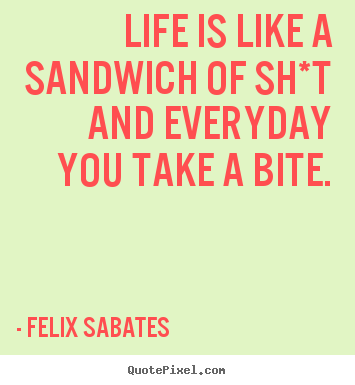 Life quote - Life is like a sandwich of sh*t and everyday you take a..
