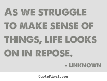 Life quotes - As we struggle to make sense of things,..
