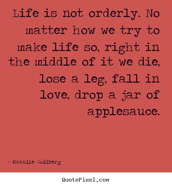 Natalie Goldberg photo quote - Life is not orderly. no matter how we try.. - Life quotes