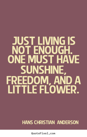 Just living is not enough. one must have sunshine, freedom, and a little.. Hans Christian  Anderson best life quote