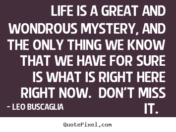 Life quotes - Life is a great and wondrous mystery, and the only thing we know..