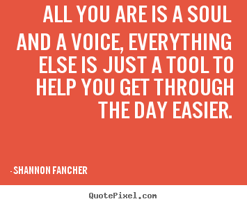 All you are is a soul and a voice, everything else is just a tool.. Shannon Fancher  life quotes